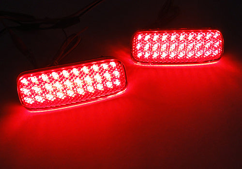 2x LED Bumper Reflector Assembly Red lens Tail Brake Light Red Citroen C1 Dispatch Peugeot 107 Expert Scudo