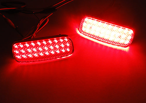 2x LED Bumper Reflector Assembly Red lens Tail Brake Light Red Citroen C1 Dispatch Peugeot 107 Expert Scudo