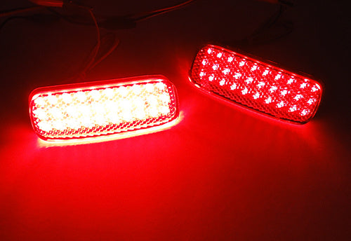 2x LED Bumper Reflector Assembly Red lens Tail Brake Light Red Citroen C1 Dispatch Peugeot 107 Expert Scudo