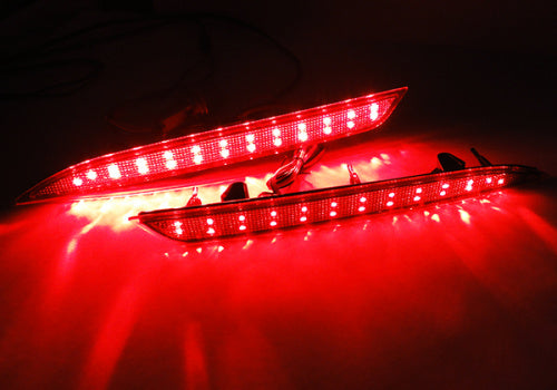 2x LED Bumper Reflector Assembly Black Smoked Lens Tail Brake Light Red Opel Vauxhall Astra J HB