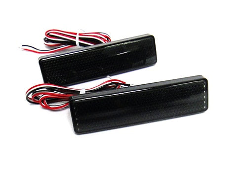 2x LED Bumper Reflector Assembly Black Smoked lens Tail Brake Light Red Vauxhall Vivaro Renault Trafic