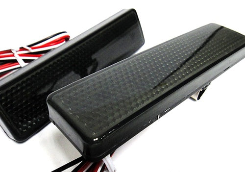 2x LED Bumper Reflector Assembly Black Smoked lens Tail Brake Light Red Vauxhall Vivaro Renault Trafic