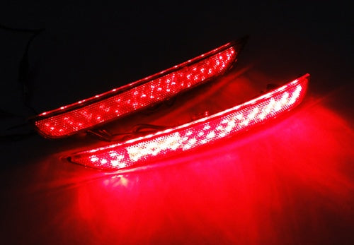 2x LED Bumper Reflector Assembly Red lens Tail Brake Light Red 2008-18 Subaru Forester