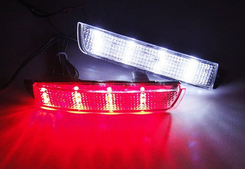 2x LED Bumper Reflector Clear lens Tail Brake Light Backup lamp Nissan Juke Murano Quest FX35 FX50