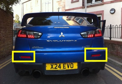 2x LED Bumper Reflector Black Smoked lens Tail Brake Light lamp Red 2008+ Mitsubishi Lancer EVO X