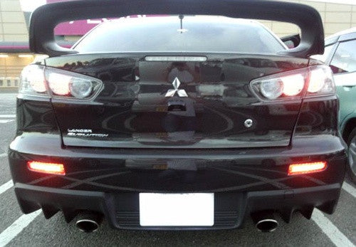 2x LED Bumper Reflector Black Smoked lens Tail Brake Light lamp Red 2008+ Mitsubishi Lancer EVO X