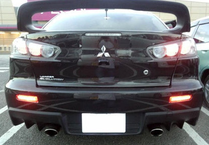 2x LED Bumper Reflector Black Smoked lens Tail Brake Light lamp Red 2008+ Mitsubishi Lancer EVO X