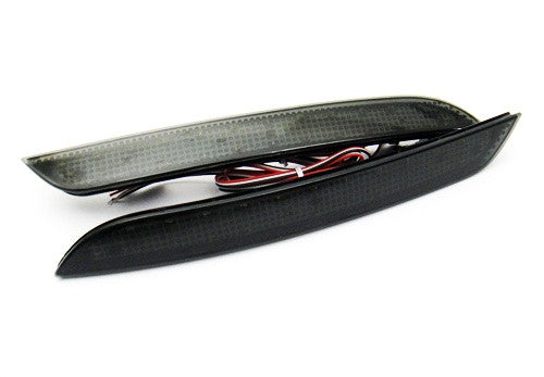 2x LED Bumper Reflector Black Smoked lens Tail Brake Light lamp Red 2010+ BMW 5-series F10 F18