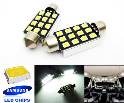 2x SAMSUNG 12 High Power 2835 SMD LED 42mm C5W 264 Error Free Festoon Light bulb 578 white