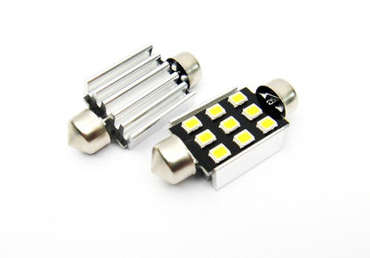 2x SAMSUNG 9 High Power 2835 SMD LED 37mm C5W 6418 Error Free Festoon bulb white