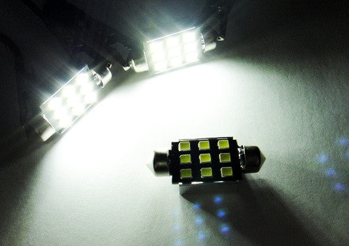 2x SAMSUNG 9 High Power 2835 SMD LED 37mm C5W 6418 Error Free Festoon bulb white