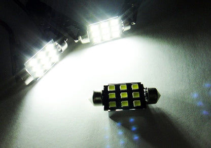 2x SAMSUNG 9 High Power 2835 SMD LED 37mm C5W 6418 Error Free Festoon bulb white