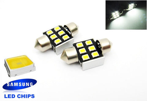 2x SAMSUNG 6 High Power 2835 SMD LED 31mm Festoon Dome Map Light bulb 269 DE3022 DE3175 white