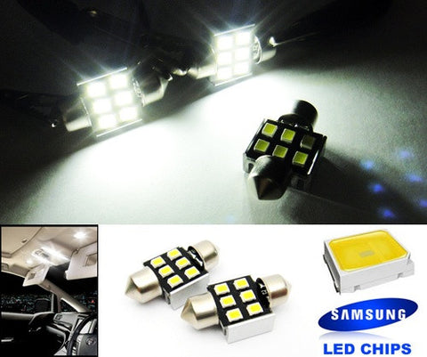 2x SAMSUNG 6 High Power 2835 SMD LED 31mm Festoon Dome Map Light bulb 269 DE3022 DE3175 white