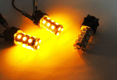 2 pieces of 18 high power SMD LED 3156 P27W 3157 3057 P27/7W Light bulb Amber