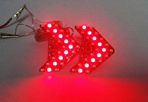 2 pieces of 27 SMD LED Side Mirror Sequential Turn Signal Arrow Panel Light Red