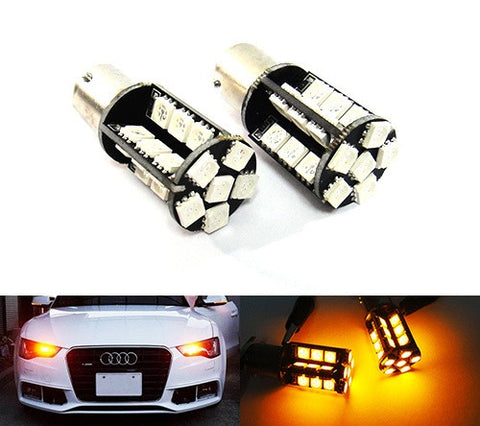 2 pieces of 30 High Power SMD LED PY21W 581 BAU15s Light bulb amber