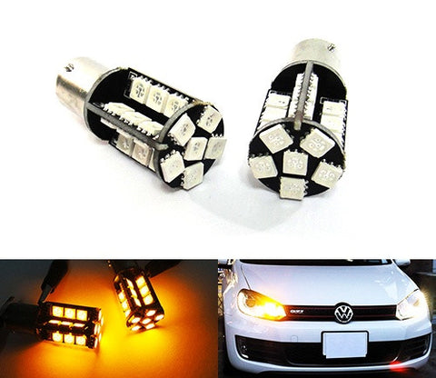 2 pieces of 30 High Power SMD LED PY21W 581 BAU15s Light bulb amber