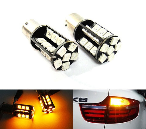 2 pieces of 30 High Power SMD LED PY21W 581 BAU15s Light bulb amber