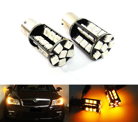 2 pieces of 30 High Power SMD LED PY21W 581 BAU15s Light bulb amber