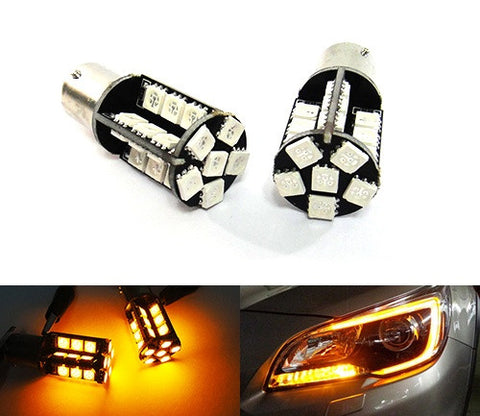 2 pieces of 30 High Power SMD LED PY21W 581 BAU15s Light bulb amber