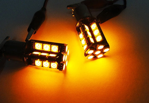 2 pieces of 30 High Power SMD LED PY21W 581 BAU15s Light bulb amber