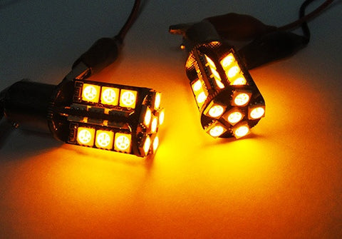 2 pieces of 30 High Power SMD LED PY21W 581 BAU15s Light bulb amber