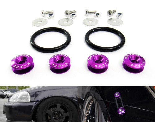 Quick Release Bumper Fender Trunk / Hatch Lid Fastener kit purple