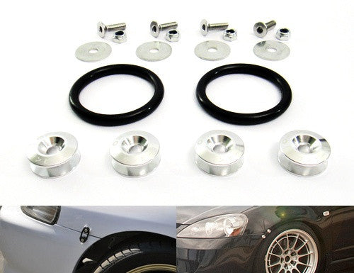 Quick Release Bumper Fender Trunk / Hatch Lid Fastener kit silver
