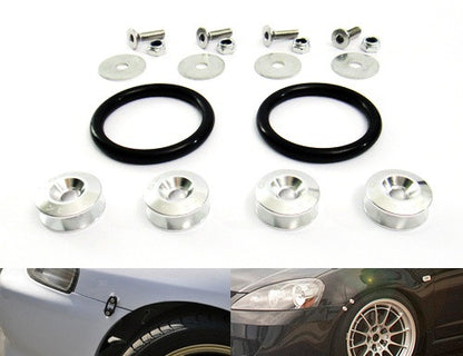 Quick Release Bumper Fender Trunk / Hatch Lid Fastener kit silver