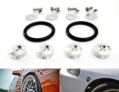 Quick Release Bumper Fender Trunk / Hatch Lid Fastener kit silver