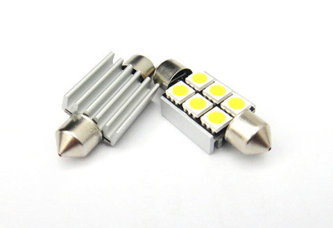 2 pieces of Error Free high power 6 SMD LED 37mm C5W 6418 Festoon bulb white