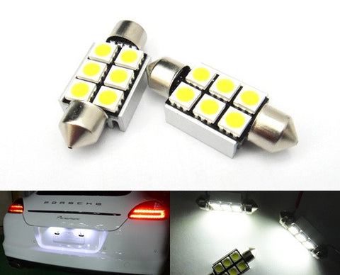 2 pieces of Error Free high power 6 SMD LED 37mm C5W 6418 Festoon bulb white