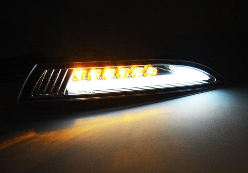 LED Daytime Running Light Sidelight White Amber Turn Signal Indicator Kit Clear 08-14 VW Scirocco
