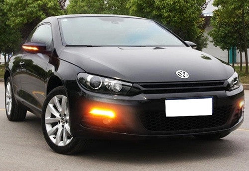 LED Daytime Running Light Sidelight White Amber Turn Signal Indicator Kit Clear 08-14 VW Scirocco