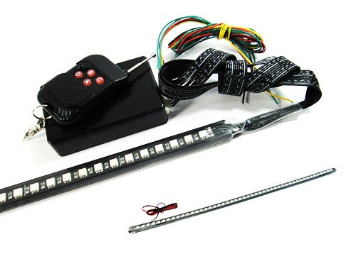 Universal 7-Color 48 SMD RGB LED Scanner Light Glowing Knight Rider kit Black Remote
