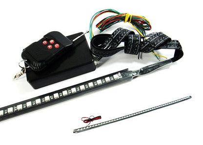 Universal 7-Color 48 SMD RGB LED Scanner Light Glowing Knight Rider kit Black Remote
