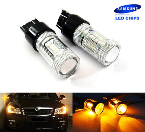 2x 15 SAMSUNG High Power 2835 SMD LED 182 3156 P27W 180 3157 3057 P27/7W Light bulb 15W amber