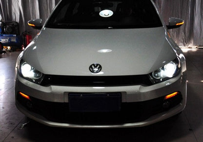 LED Daytime Running Light Sidelight White Amber Turn Signal Indicator Kit Smoked 08-14 VW Scirocco