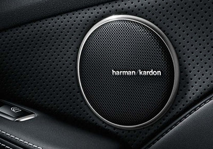 8x harman kardon style aluminium emblem badge sticker chrome 43x5mm