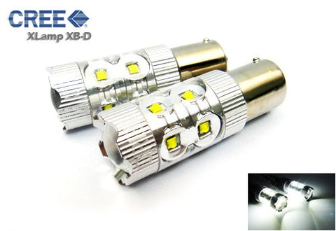 2 pieces of 566 BAZ15d 7225 P21/4W 10x CREE XB-D LED Projector Light bulb 50W white