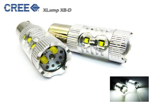 2 pieces of 566 BAZ15d 7225 P21/4W 10x CREE XB-D LED Projector Light bulb 50W white