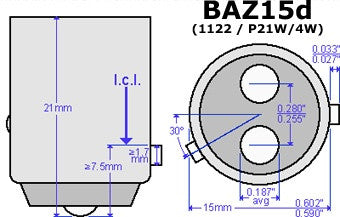 2 pieces of 566 BAZ15d 7225 P21/4W 10x CREE XB-D LED Projector Light bulb 50W white