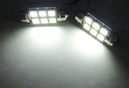 2 pieces of Error Free high power 6 SMD LED 37mm C5W 6418 Festoon bulb white