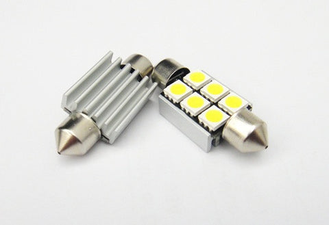 2 pieces of Error Free high power 6 SMD LED 37mm C5W 6418 Festoon bulb white