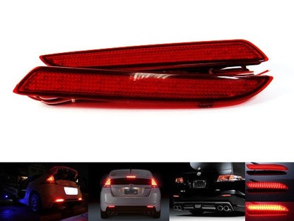2x LED Bumper Reflector Red lens Tail Brake Light lamp Red Honda type I