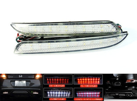 2x LED Bumper Reflector Clear lens Tail Brake Light Red Backup lamp White Honda type I
