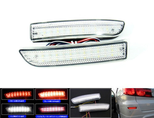 2x LED Bumper Reflector Red lens Tail Brake Light Red Backup lamp White Alphard Estima