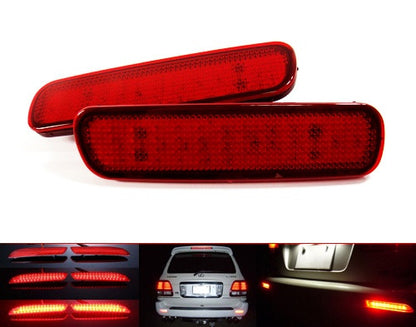 2x LED Bumper Reflector Red lens Tail Brake Light lamp Red 98-07 LX470 Land Cruiser