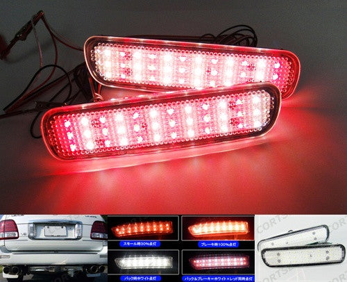 2x LED Bumper Reflector Clear lens Tail Brake Light Red Backup lamp White 98-07 LX470 Land Cruiser